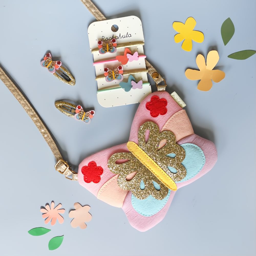 A child's butterfly bag and hair clips from Rockahula Kids' Carnival Collection 