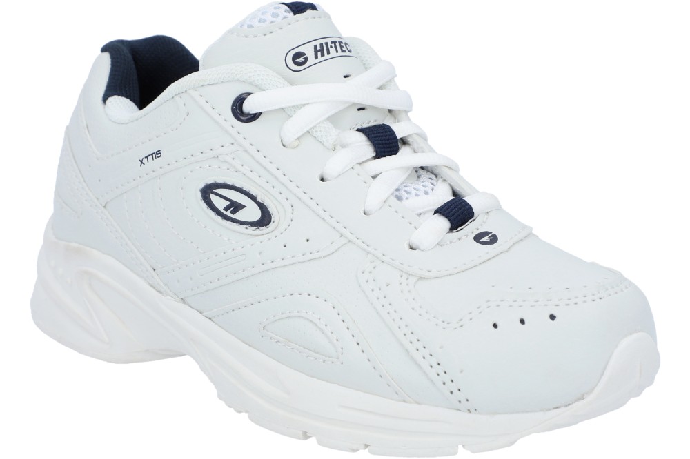 A child's white Hi Tec trainer 
