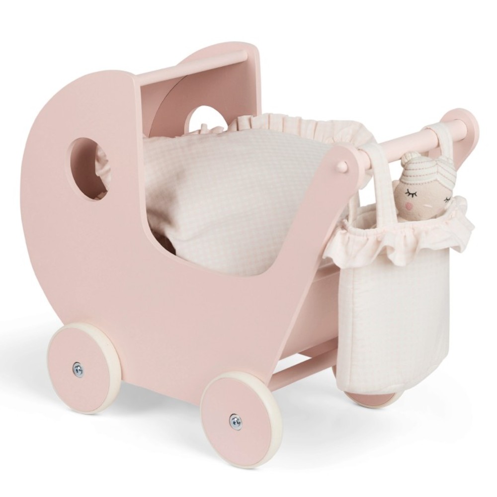 A pink doll pram