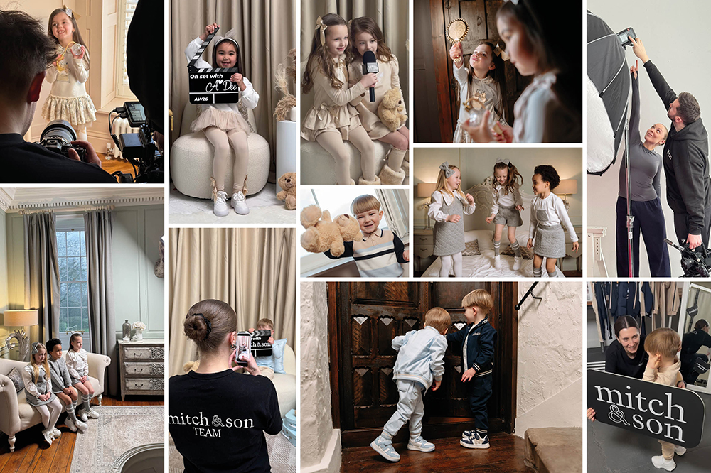 A collage of childrenswear images from the Picture Book Fashion photoshoot