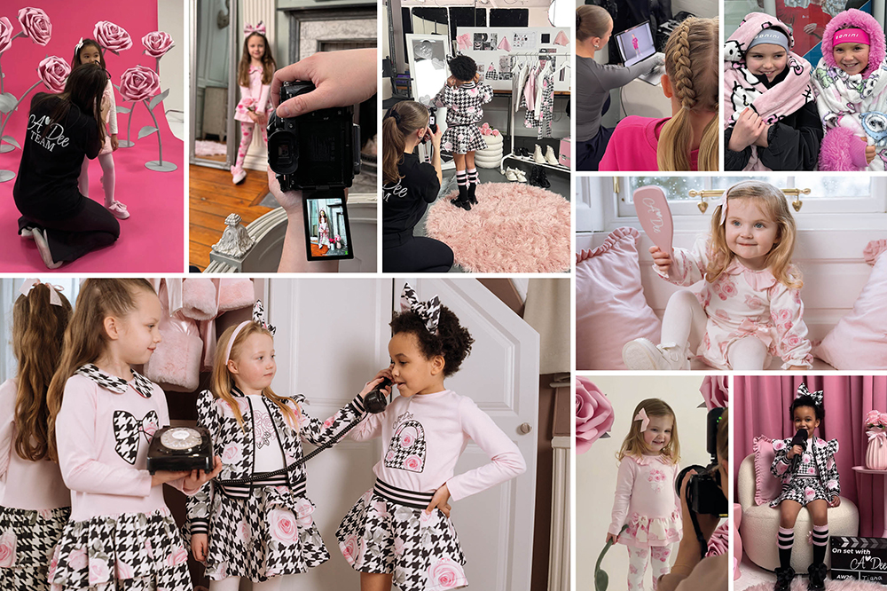 A collage of girlswear images from the Picture Book Fashion photoshoot