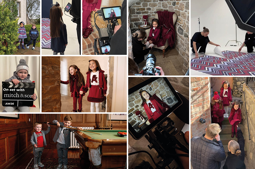 A collage of childrenswear images from the Picture Book Fashion photoshoot