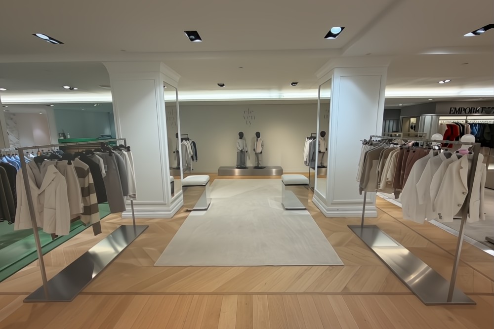 Childrenswear shown displayed in the Eleventy Junior concession in Harrods