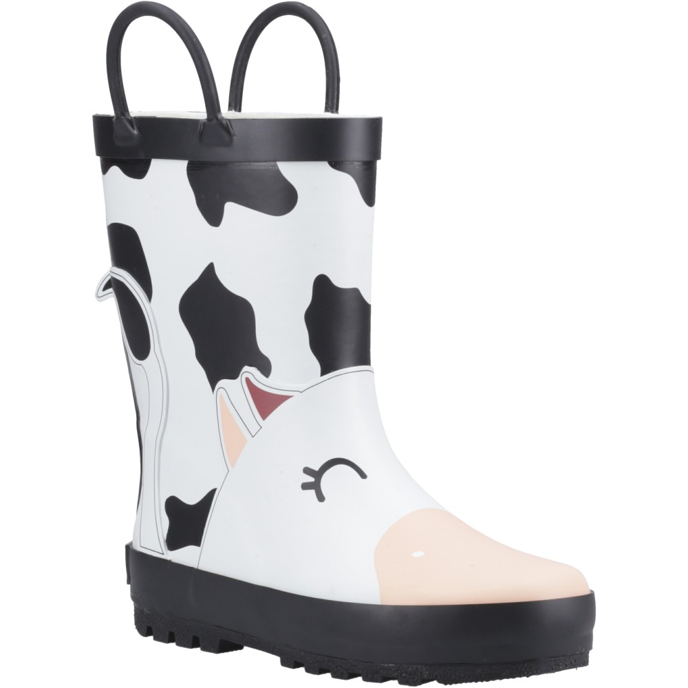 Puddle Boot 3D children's wellingtons in a cow design