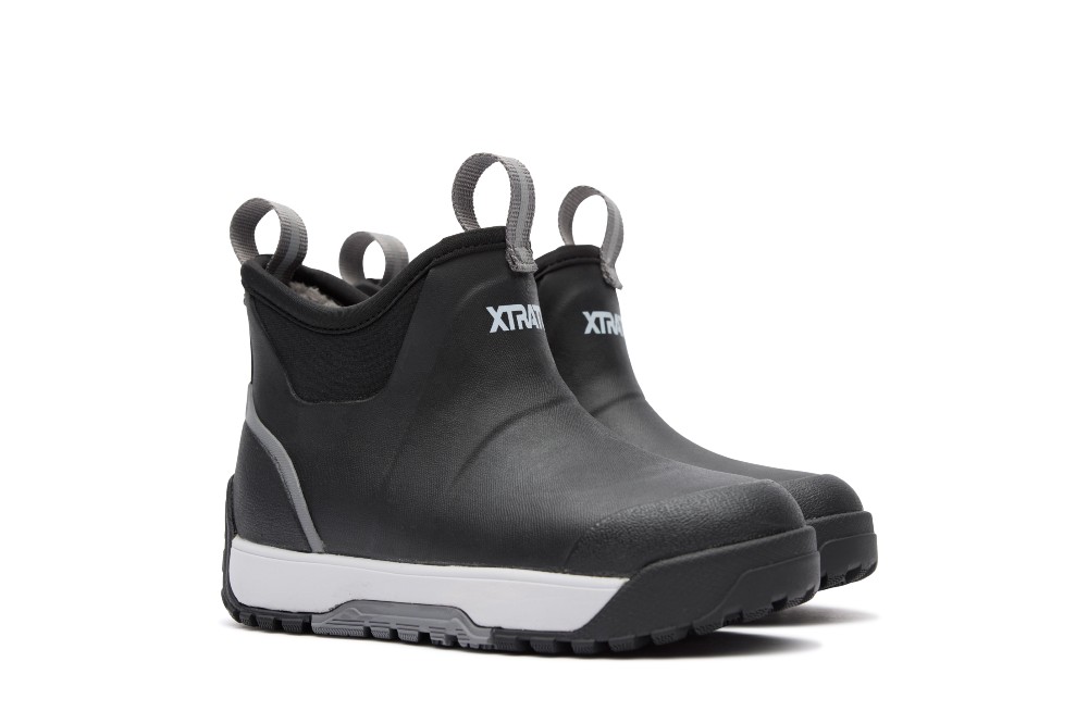 A black pair of waterproof XTRATUF children's boots 