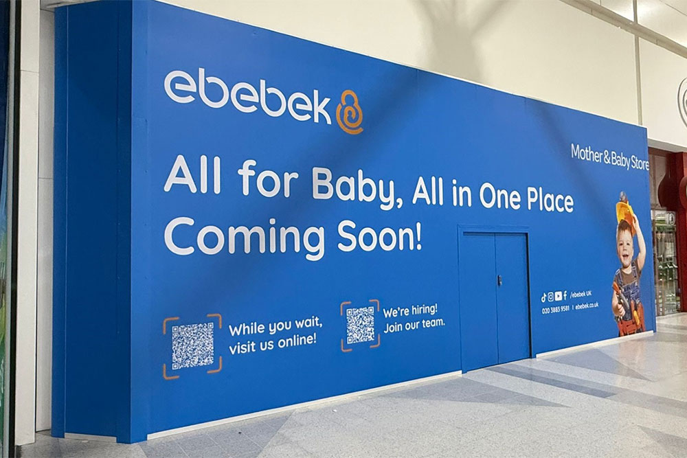 Store front advertisement board for the new Ebebek store